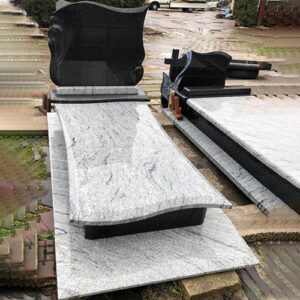 Absolute Black -Viscon White Granite Tombstone Monument