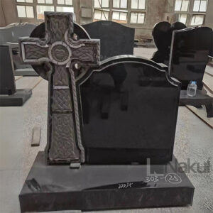 Cross Engraved Granite Headstone Monument