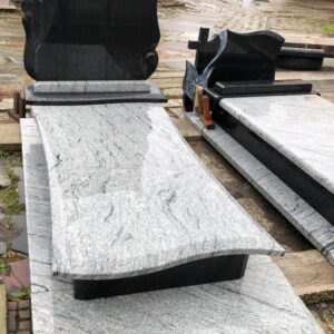 Absolute Black Viscon White Granite Tombstone