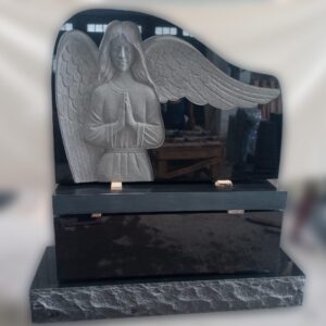 Angel  Engraved  Black Granite Monument