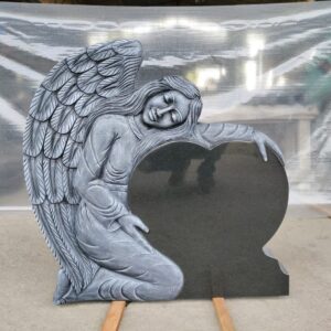 Angel Engraved Black Granite Monument