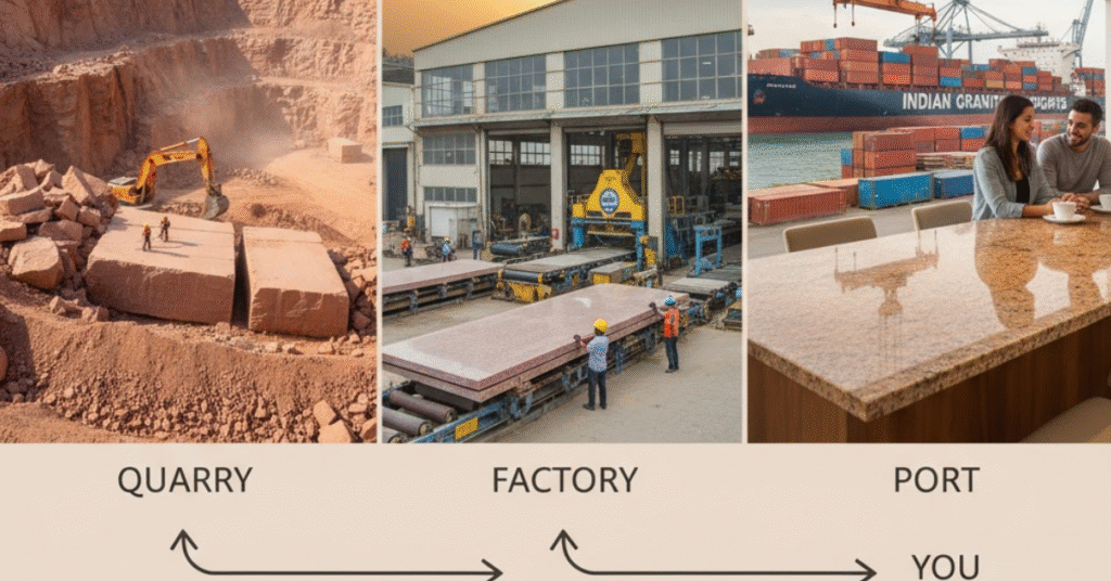 The Journey of Indian Granite: Quarry → Factory → Port → You