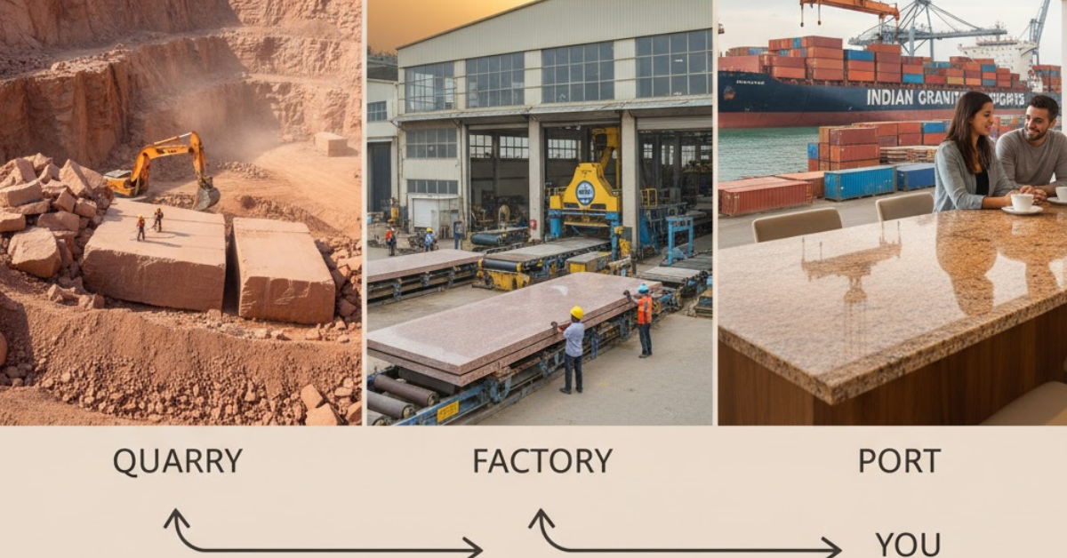 The Journey of Indian Granite: Quarry → Factory → Port → You
