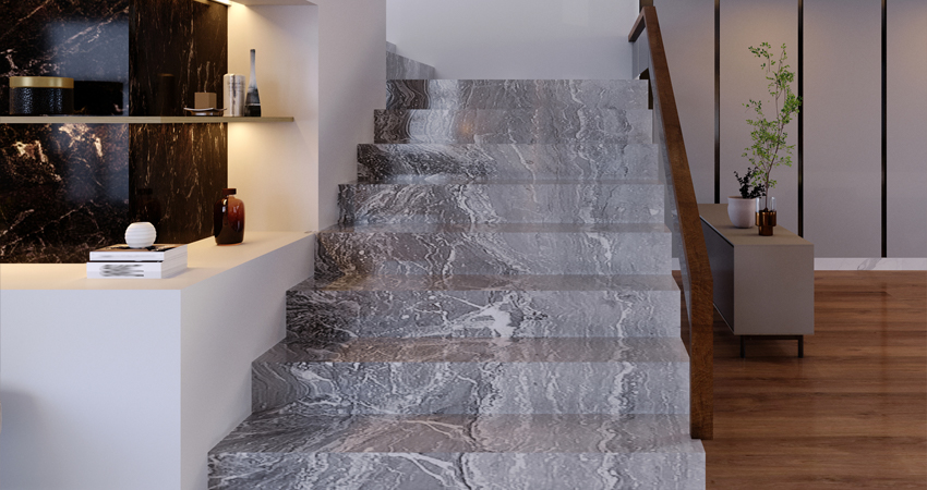 White granite flooring modern home