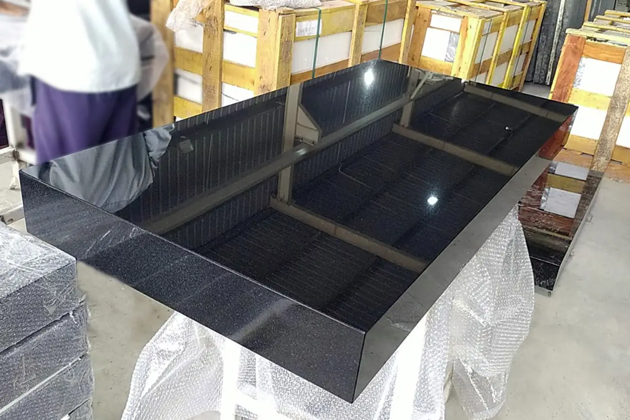 Granite slabs packed in wooden crates