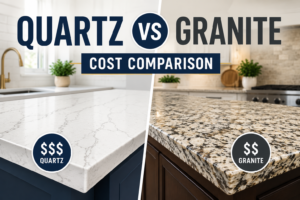 Quartz vs granite cost comparison kitchen countertops