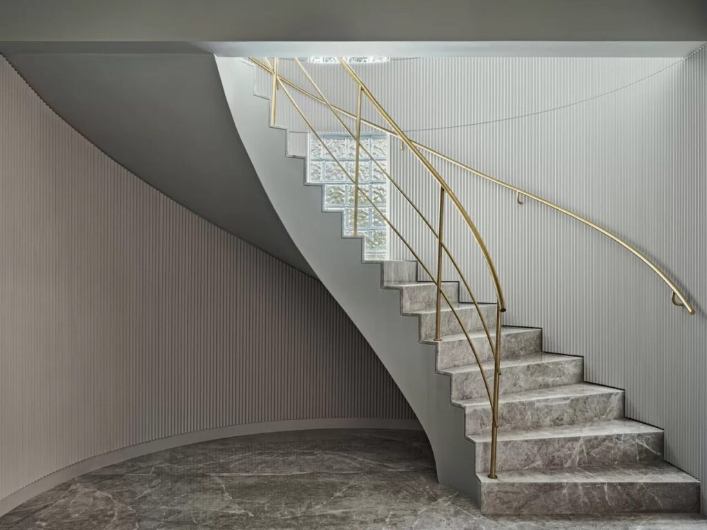 Modern granite stairway design for residential projects