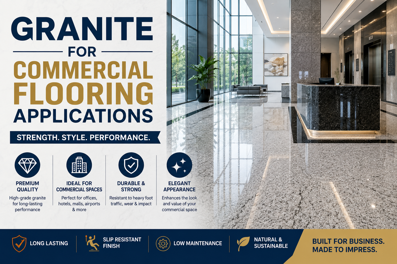 Granite flooring for commercial spaces
