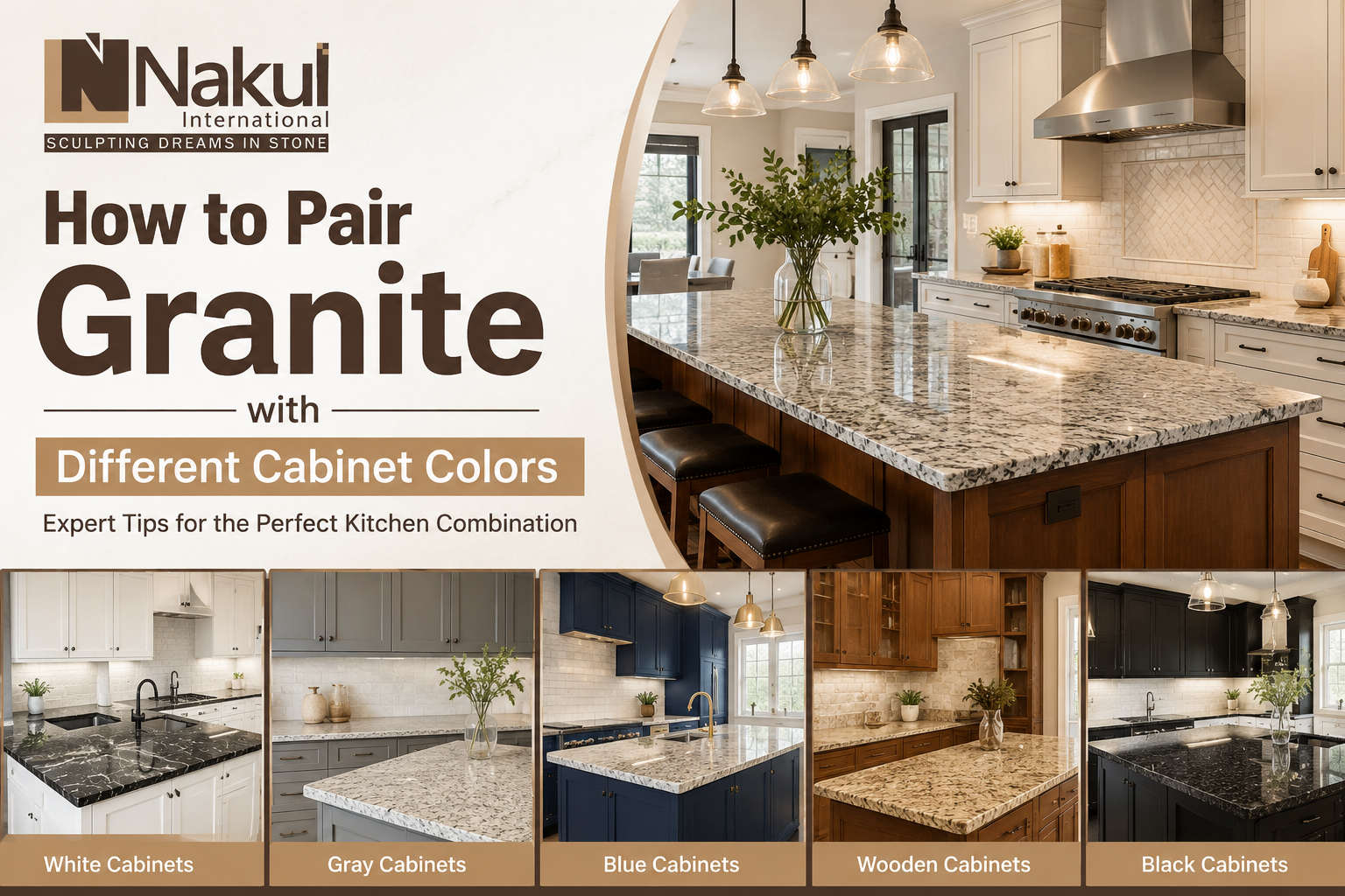 How to Pair Granite with Different Cabinet Colors