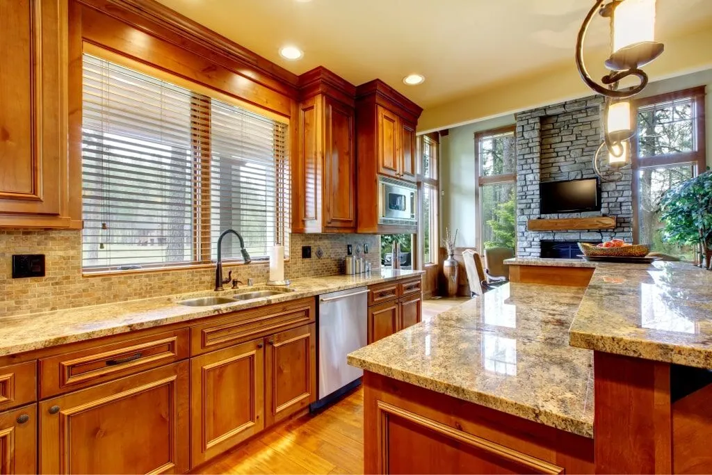 Polished granite countertop
